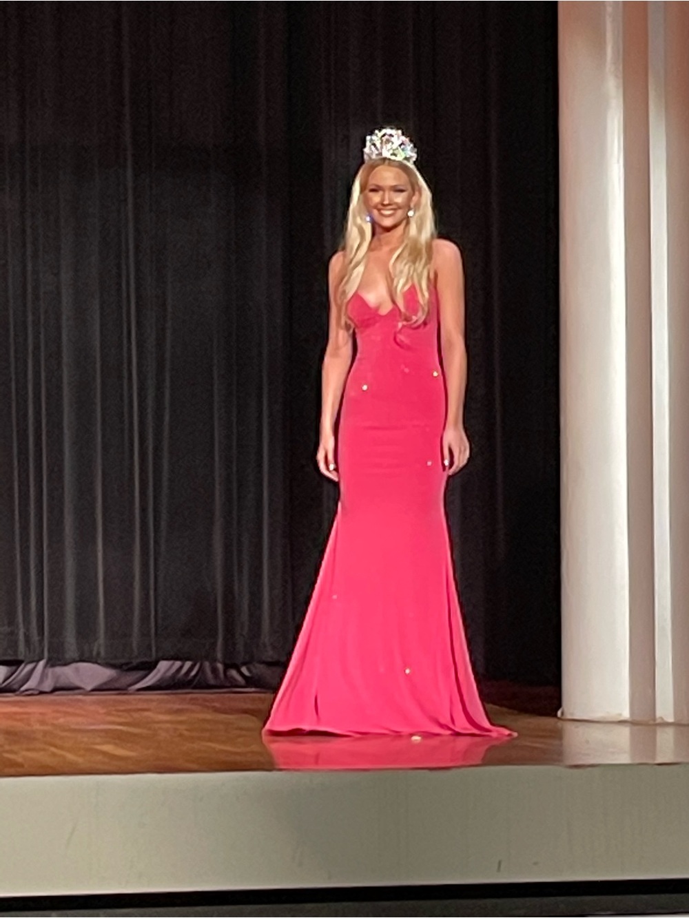 Jovani Hot Pink Crystal-Studded Mermaid Gown - Picture 2 of 4